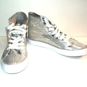 Gotta Flurt Disco II Hi Silver Sequin Sneaker Shoes Women's 9 M Hip Hop Dance NE